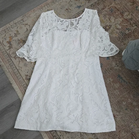 Lilly Pulitzer Allyson Lace Fit Flare Dress Resort White Size 16 - Picture 1 of 4